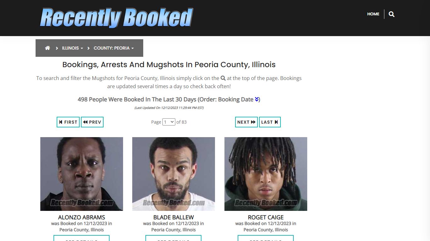 Recent bookings, Arrests, Mugshots in Peoria County, Illinois